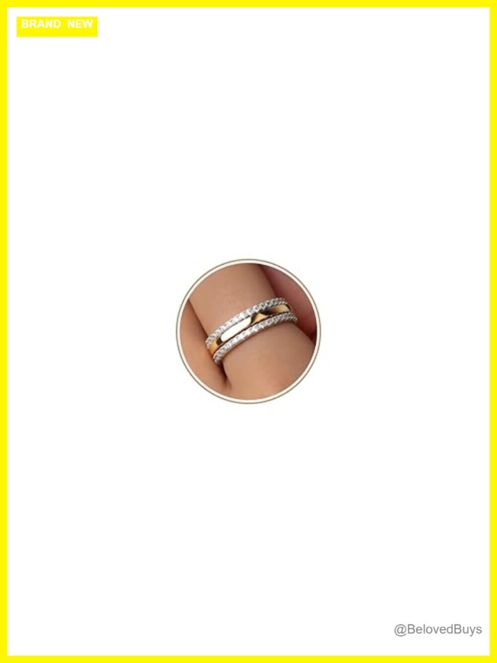 Two Tone Stackable Ring Set Gold & Silver Plated CZ Eternity Bands